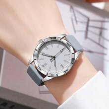 1 件圆形女士手表简约石英表女式腕表女士时钟礼物女士手表，舒适硅胶表带适合日常休闲佩戴，理想的礼物选择 - 均碼 - 查看 6