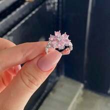 1 件女士时尚戒指，奢华优雅风格，花朵装饰戒指，适合情人节、度假、通勤、约会、派对、婚礼、订婚、送给妻子、女朋友、母亲的生日、周年纪念、新年、所有季节的礼物 - 粉色 - 查看 6