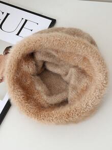 1 Stück Damen Herbst/Winter Neue Kontrast Farbe Verdickte Gestrickte Mütze, Warm und Windundurchlässig, Lässiger Stil Beanie, Outdoor Ohrenschutz Mütze, Waschbar, Hervorragende Wärmeisolierung, Geeignet für Herbst/Winter Alltagstragen, Spazierengehen, Einkaufen