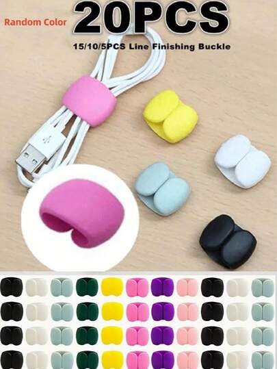 5 peças/10 peças/20 peças Clipe Colorido para Cabo de Dados, Fivela de Armazenamento de Linha de Dados Colorida, Clipe Fixador de Linha de Dados Multifuncional, Clipe de Gerenciamento de Cabos Multiuso - Solução de Plástico para Cabos de Carregamento, Fones de Ouvido e Fones de Ouvido