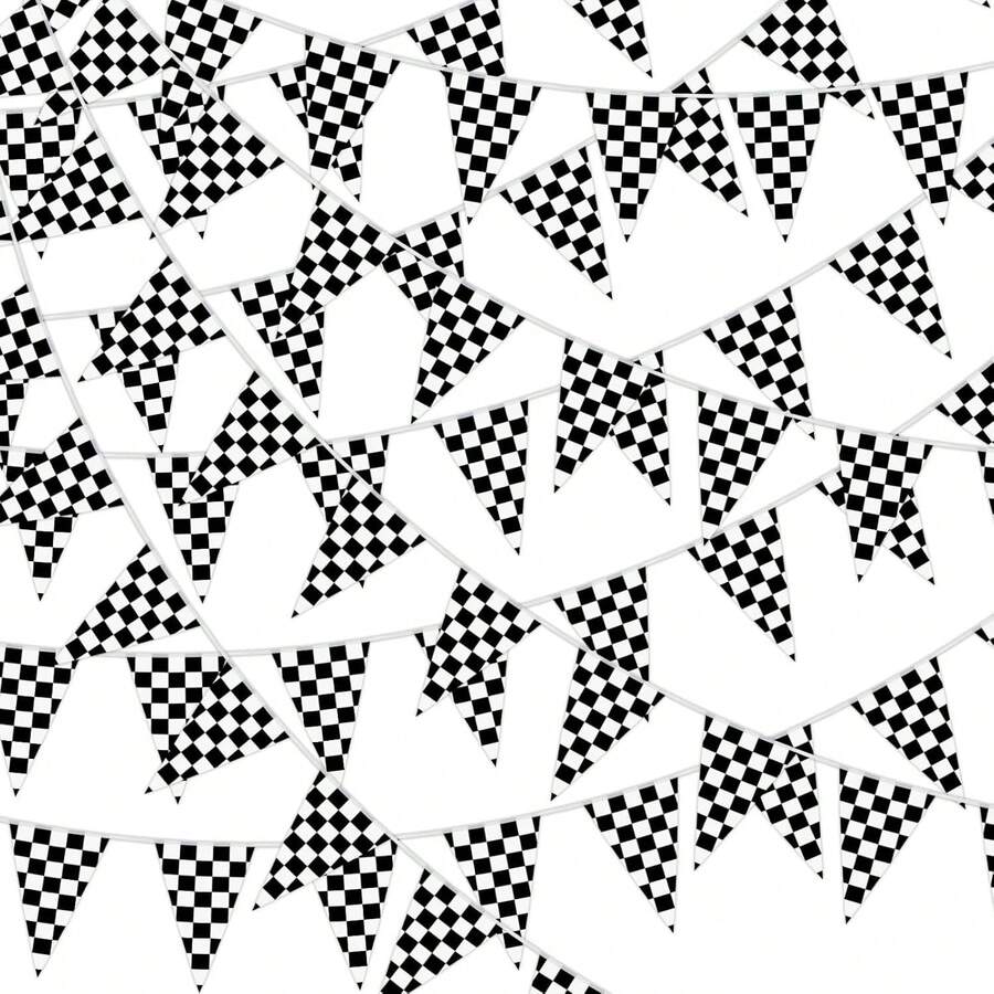 MARFOREVER 52.5 Ft Black And White Checkered, 38Pcs Racing Flags Race Car Pennant Truck Birthday Party Decorations Race Themed Party Supplies 11.8 X.9 Inch