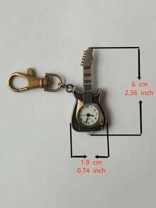 1PC Classic Vintage Guitar Pocket Watch Creative Bronze Keychain Novelty Quartz Watch Car Keychain Pendant Bag Accessories Graduation Gift Nurse Watch, Pocket Watch Chain Fashion Guitar Shaped Buckle Watch Delicate Personalized Clip Design Watch Vintage Pocket Watch - Đồng 2 - Xem 6