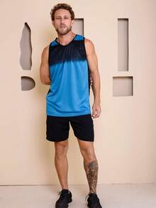 Men's Sublimated Grade Breathable Tank Top For Workout Gym Simple Summer Regular Fit No Halloween - 青碧色 - 查看 7
