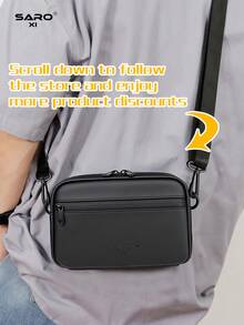 男士时尚休闲斜挎包，大容量青年街头风单肩包，新款情人节礼品袋 - 黑色 - 查看 3