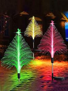 2/3/4pcs Solar Garden Lights, Outdoor LED Waterproof Jellyfish Fiber Optic Lamps, Garden Lawn Lights, For Garden Atmosphere Decoration, Home Decor/Garden Decor, Yard Decoration, Christmas Decoration, Party Gifts