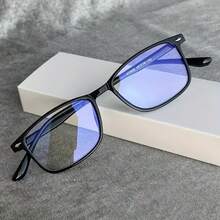 1 Pair Of Blue Transparent Lens Glasses, Unisex - Suitable For Computer, TV, Mobile Phone And Gaming Devices, Fashion Accessories, Y2K Design, Economical, Decorative Flat Glasses, Screen Protection Function, Digital Vision Protection, Style, Durable Structure, Comfortable Fit, Neutral Style, Suitable For Office Workers, IWD 2026 Special, Women's Day Gift For Mom, Gift For Girlfriend, Goddess Day Beauty Gift, Ladies Fashion Gift, Best Gift Choice, Limited Edition, 2026 Exclusive, Premium Quality, Fast Shipping, Top Rated, Gift Ready - màu đen - Xem 1