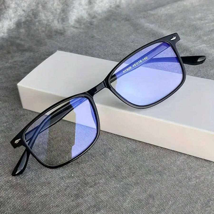 1 Pair Of Blue Transparent Lens Glasses, Unisex - Suitable For Computer, TV, Mobile Phone And Gaming Devices, Fashion Accessories, Y2K Design, Economical, Decorative Flat Glasses, Screen Protection Function, Digital Vision Protection, Style, Durable Structure, Comfortable Fit, Neutral Style, Suitable For Office Workers, IWD 2026 Special, Women's Day Gift For Mom, Gift For Girlfriend, Goddess Day Beauty Gift, Ladies Fashion Gift, Best Gift Choice, Limited Edition, 2026 Exclusive, Premium Quality, Fast Shipping, Top Rated, Gift Ready - màu đen - Xem 1