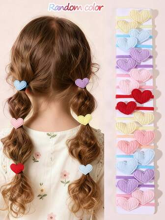 Set de 20 piezas de Scrunchies y Lazos para el cabello con diseños de mariposas, corazones y estrellas de colores para niñas, surtido de colores aleatorios para decoración diaria