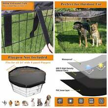 Funda para bolgrafo para perro con tela duradera y red de malla, proporciona sombra y , la cubierta superior para corral para perro se adapta a todos los 8 paneles de 24 pulgadas de ancho, bolgrafo de ejercicio para mascotas en interiores y exteriores, fcil de montar, negro - Negro - Ver 1