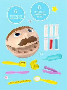 1 Set Kids Colored Clay Dental Doctor Toy, Realistic Dentist Playdough Mold (Random Color), Dental Health Early Education Props, Doctor Role Play Toy, Simulated Hospital Children's Game, Creative DIY Clay Set, Girls Pretend Play, School Education Supplies, Birthday/Holiday Gift