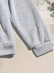Sudadera hoodie dama mujer gorro capucha manga larga algodón bolsa canguro suave puños rib acanalados casual aesthetic casa diario frío moderna juvenil cómoda calientita estampado alas ángel espalada grandes - Gris - Ver 5