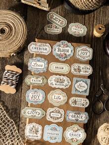 20pcs/Pack Vintage Floral Embroidery Sticker Labels, Suitable For Scrapbooking, DIY Crafts, Envelopes, Albums, Magazines Scrapbook Supplies Stationery Stickers - Multicolor - View 6