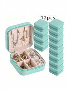 Hộp đựng trang sức có gương (12 chiếc/1 hộp), hộp đựng trang sức du lịch có khóa kéo tiện dụng, hộp đựng trang sức tối giản dùng cho du lịch và gia đình, hộp đựng trang sức mini bằng da thời trang, hộp đựng trang sức, hộp đựng trang sức nhỏ chống bụi, hộp đựng trang sức có khóa kéo, hộp đựng phụ kiện trang sức, hộp đựng mỹ phẩm. - Nhiều màu - Xem 17