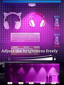 3 luzes recarregáveis para armários com controle remoto, 9 cores RGB, reguláveis, modos suave e intermitente, luminária magnética para armários, prateleiras, decoração de parede