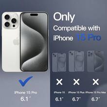 JETech Magnetic Case For IPhone 15 Pro 6.1 Inch Compatible, Slim Matte Translucent Back Shockproof Cover (Black) - 白色的 - 查看 2