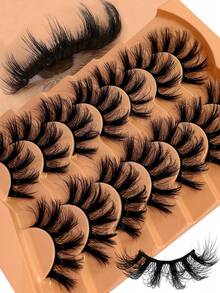 7 Pairs 3D Cartoon Eyelashes, Natural Looking Fluffy & Thick Eyelashes, D Curl Russian Volume Reusable Dramatic False Eyelashes, Suitable For Beginners