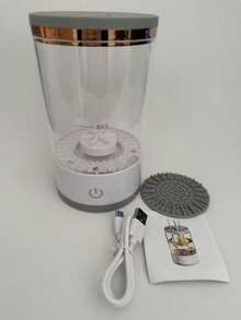 1 件 USB 供电电动化妆刷清洁器 - 无味、无需电池、必备家庭美容工具配件，具有深层清洁和无菌功能，透明设计带蓝色 LED 指示灯 - 彩色 - 查看 15