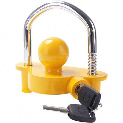 Trailer Ball Lock Hitch Coupler Towing Lock Adjustable Easy Installation Heavy Duty Steel And Aluminum Alloy Base For Towing Caravan Trailer
