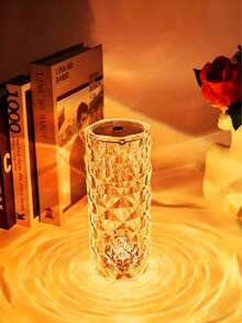 1pc Rose Crystal Lamp With Touch & Remote Control, 16 Color Options, Dimmable, USB Powered, Suitable For Room, Study, Party, Wedding, Creating Romantic Atmosphere, Gift, USB Powered Projector - Crystal Rose Atmosphere Light - View 6