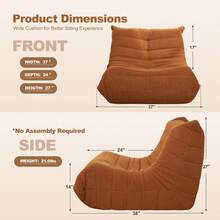 Bean Bag Chair Big Sofa Beanbag Chair For Adults Fireside Chair Bean Bag Lounger With Memory Foam Filled For Home,Apartment Or Gaming Venue(Brown Teddy),23856592 - 棕色 - 查看 2