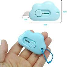 4 - Pack Retractable Letter Opener Box Cutters U2013 Cute Cloud Design, Stainless Steel, Portable, With Key Chain Hole, Projects WhitePurpleBluePink - White/Purple/Blue/Pink - View 2