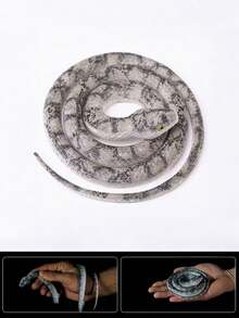 1pc Realistic Soft Rubber Snake Prop, Vivid Patterned Python Design, Scary Animal Snake Toy, Flexible & Washable, Halloween Party Gag Gift, Christmas Present