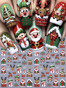 ملصقات أظافر كرتونية ثلاثية الأبعاد 5D، 2 قطعة، زينة عيد الميلاد بتصاميم كيوت لحيوانات الغزلان وبابا نويل والثلج والشجرة والرجل الثلجي والقوس والغزلان، ديكورات جل للأظافر وصالونات التجميل، ملصقات شتوية لعيد الميلاد والسنة الجديدة