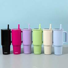 1PC 40oz Stainless Steel Insulated Car Cup, Large Capacity, With Handle, Easy To Carry, Meet Daily Use Needs, Available In A Variety Of Colors, Is A Good Choice For Personal Use Or As A Gift, Holiday Gift, Beautiful And Practical - Nhiều màu - Xem 3