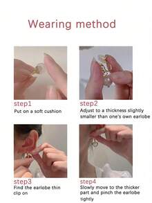 1 对优雅水钻叶流苏夹式耳环，时尚无穿孔耳环，适合女性、婚礼、派对、珠宝礼物 - 銀色 - 查看 4