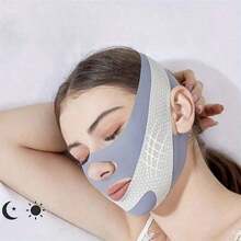 Elegant Blue Face Shaping Belt - Lightweight, Breathable, Adjustable Home Shaping Belt, Non-Invasive Skin Care And Jawline Definition, Fashionable Design, Soft Material, Fitness Accessory - 1套 - 查看 1
