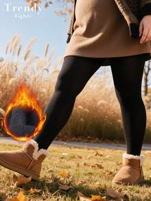 【DazzleLegs】1条装加大码加厚保暖连裤袜，女士弹力保暖连裤袜，黑色柔软舒适，适合5-15°C，时尚性感，适合万圣节、圣诞节等场合，温暖舒适 - 黑色 - 查看 6