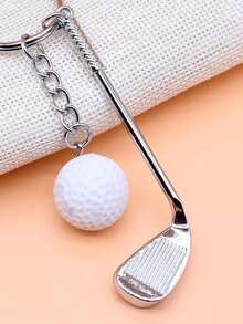 1pc Men Golf Ball Decor Fashionable Keychain For Gift Car Accessories Bag Charm School Cute Goth Y2k - trắng - Xem 3