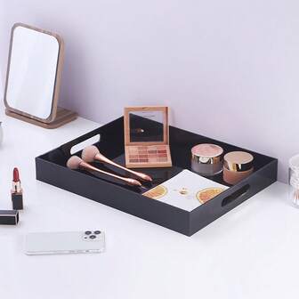 1pc Transparent Acrylic Tray, Rectangular Storage Tray For Hotel, Restaurant, Bathroom, Cosmetics, Jewelry, Decor, Vanity Organizer