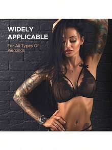 46pcs Body Piercing Kit, 316L Stainless Steel Multi-Purpose Piercing Jewelry & Tools, Suitable For Nose, Tongue, Lip, Ear, Eyebrow, Navel, Cartilage, Tragus, Helix, Conch Piercing, Holiday Gift, Professional Piercing Set, Silver/Gold - Multicolor - View 9