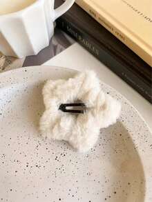 1pc/4pcs Cute Simple Plush Five-Pointed Star Hair Clips For Kids, Suitable For Daily Wear, Autumn/Winter