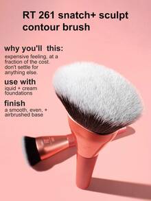 Real Techniques Snatch Sculpt Contour Brush Dense,Oval Shape To Define + Lift Facial Contours,Foundation Brush,Concealer Brush,Blush Brush,Contour Brush,Blush Brush,Bronzer Brush,Powder Brush,Foundation Brush,Blush Brush - Hot Pink - View 3