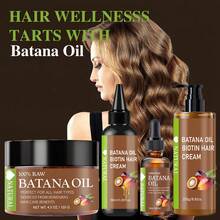4-Piece Set: Honduras Batana Hair Oil + Batana Hair Serum + Batana Hair Cream + Batana Hair Lotion, Cold-Pressed Extract, Nourishes Scalp And Hair, Enriched With Biotin, Strengthens Hair Strands, Prevents Breakage And Split Ends, Suitable For All Hair Types, Makes Hair More Beautiful And Alluring. - Brown - View 6