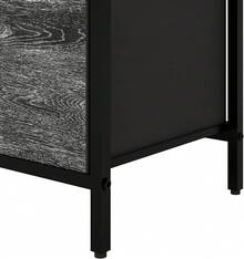 MU:4LIFE Organizador Cajonera De 3 Cajones y 3 Estante de Almacenamiento para Hogar Y Oficina, Organizador De Estructura Metal y Cajones De Tela Lino Poliéster y Tela No Tejida (Blanco crema) - Roble Negro - Ver 3