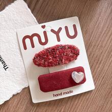 Korean Version Sweet Versatile Fabric Little Style Girl Side Bangs Hair Clip BB Clip Oval Girl Broken Hair Clip Hair Accessory - Nhóm màu cà phê hồng 7 - Xem 10