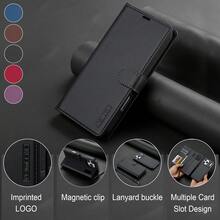 OUKNOEO Magnetic Wireless Charging Faux Leather Case Compatible With IPhone 17 Air 16e 15 14 13 Pro Max S26 S25 Edge S24 UItra Plus A16 A17 A36 A56 A37 A57 With Flip 4 Card Slot Anti-Theft Brush Wallet With Short Lanyard - Black - View 8