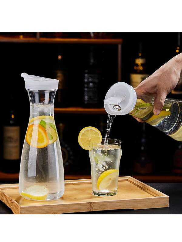 1PC Transparent High Color Value Cold Water Jug, Large Capacity High Temperature Resistant Drop Resistant Drinks Juice Jug, Fruit Tea Kettle, Lemonade Kettle, Zapper - Home Use, Bar, Restaurant, KTV