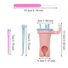 1 套 Wonder Knitter 纱线绕线机套件，带可互换双头旋转线制作器、拾线器、2 根塑料缝纫针、DIY 工艺羊毛编织针工具、手动双头组合可换头编织手链绕线机（带英文说明书）- 耐用塑料材质