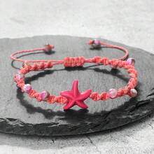 1pc Adjustable Starfish Beaded Braided Bracelets Blue Pink Black Wax Thread String Bangles Women Men Bohemian Summer Beach Jewelry