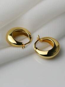 2 件时尚简约几何圆形耳环，优雅设计适合女性日常佩戴 - CYE0284(E138) - 查看 1