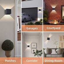 LED Wall Light, Square Up & Down Lighting Outdoor Wall Lamp, Waterproof Porch Light For Home Decor, Suitable For Outdoor Patio/Yard/Garden/Stairway/Street/Living Room/Bedroom/Kitchen/Bathroom/Hallway/Corridor, Choose Material As Needed - Đèn tường LED vuông chống nước - Xem 9