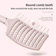 1PC  Puffy Ribs Comb Sakura Pink,You Can Only Buy One,Wavy/Smooth Wet/Dry Fine/Thick/Thin/Hard Hair Brush, Simple And Durable Comb, Blow/Style/Dry/Shower, Smooth Wavy Wide Hair Brush, Suitable For Women Men Girls Mothers (Pink) - Pink - View 3