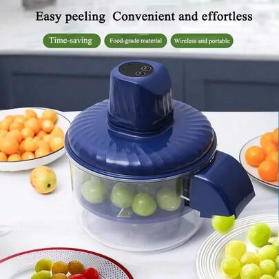 Automatic Fruit & Vegetable Peeler, Home & Commercial Use Peeling Machine For Grapes, Convenient Portable USB-C Charging For Travel & Gatherings