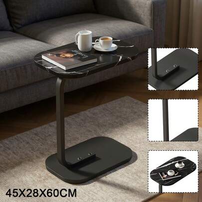 C-Shaped Side Table For Couch - Small Coffee Stand Sofa Tray Desk Waterproof Scratch Resistant, Modern End Accent For Living Room, Bedroom, Small Spaces