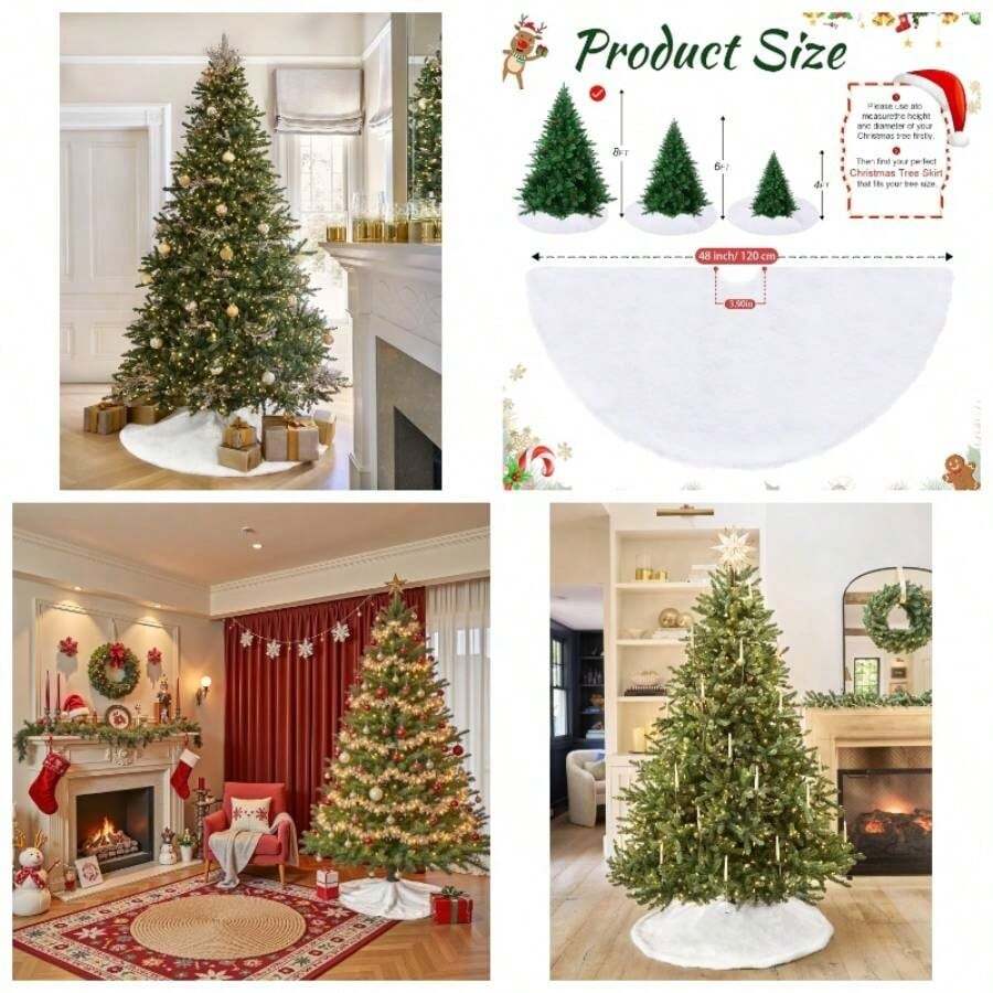 White Tree Skirts Faux Fur Tree Skirt Tree Skirt 36 Inch Fur Xmas Tree Skirt Tree Ornaments Holiday New Year Party Home Decorations