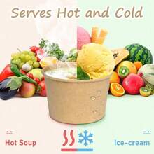 Premium 120-Pack 8oz Disposable Paper Cups With Lids, Versatile Dessert Bowls For Ice Cream, Yogurt, Parfait, Soup, Or Salad, Bulk Party Supplies For Catering, Cafes, Bakeries, Or Home Use, Convenient And Hygienic Serving Solution For Any Occasion. - 50-có nắp - Xem 5
